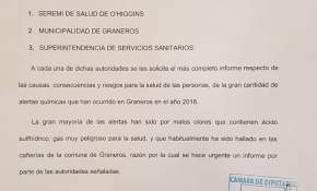Drama por emergencias químicas en Graneros: Presentan oficio por más de 20 alertas por malos olores